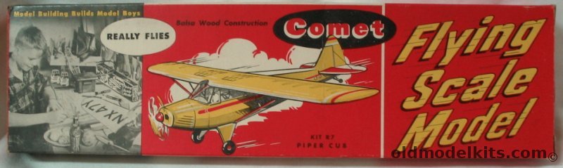 Comet Piper Cub 26 19/32 Inch Wingspan Flying Balsa Airplane - Coke Bottle Issue, R7-59 plastic model kit